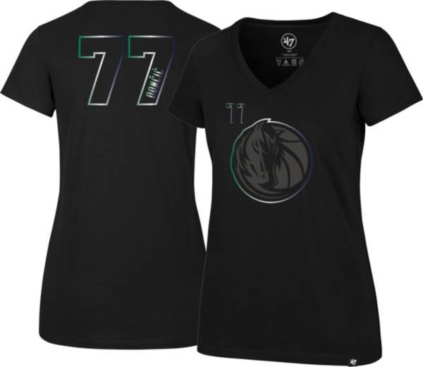 '47 Women's 2021-22 City Edition Dallas Mavericks Luka Doncic #77 Black T-Shirt