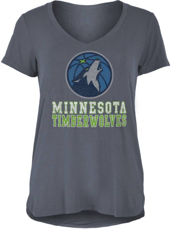 5th & Ocean Women's Minnesota Timberwolves Gray Wordmark T-Shirt