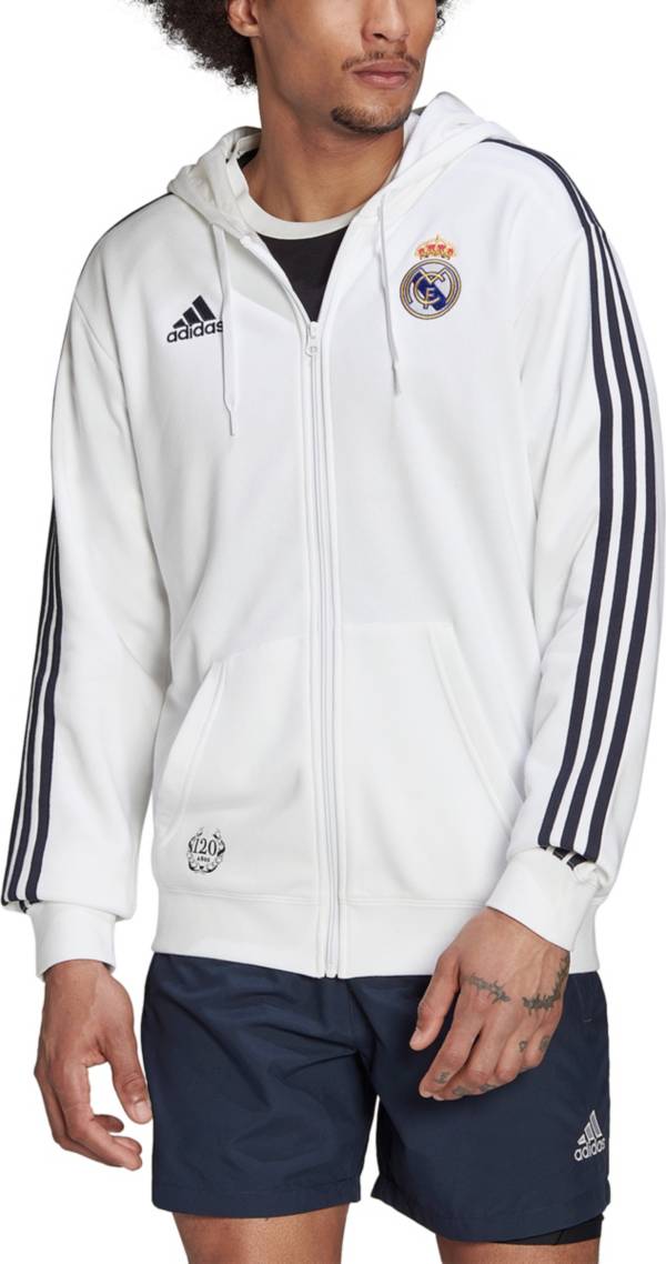 adidas Real Madrid White Full-Zip Hoodie