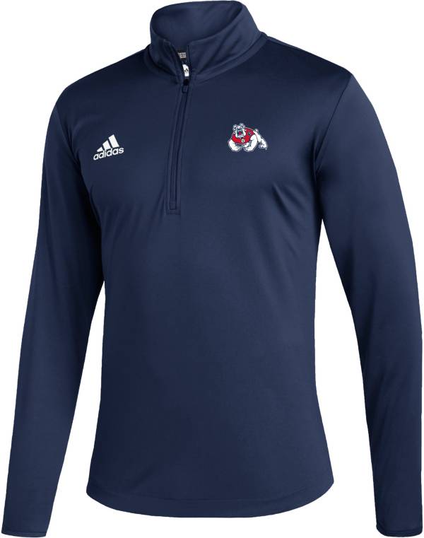 adidas Men's Fresno State Bulldogs Navy Blue Long Sleeve Quarter-Zip Performance Shirt