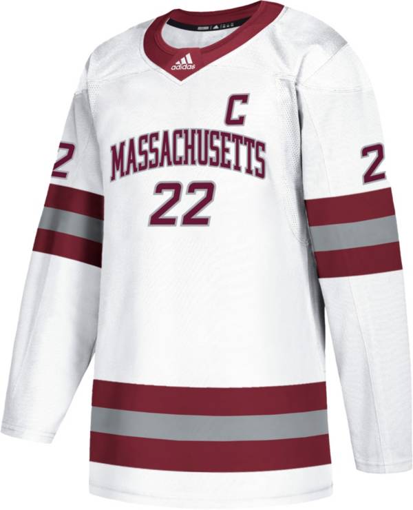 adidas Men's UMass Minutemen #22 White Replica Hockey Jersey