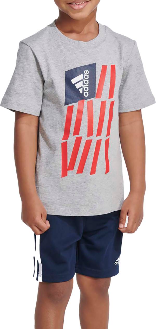 adidas Boys' Graphic Short Sleeve T-Shirt and Shorts 2-Piece Set