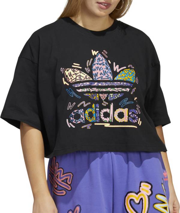 adidas Women's Plus Size Love Unites Crop Trefoil T-Shirt