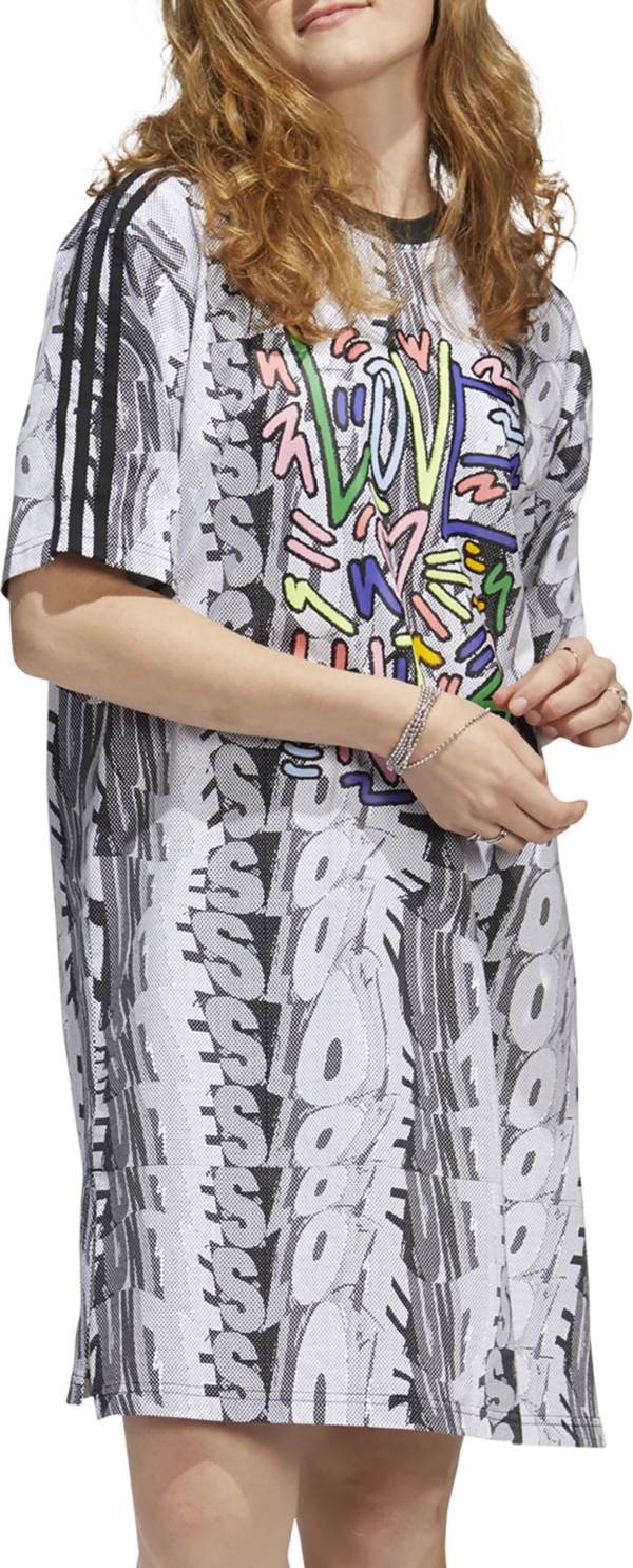 adidas Women's Love Unites Doodle T-Shirt Dress