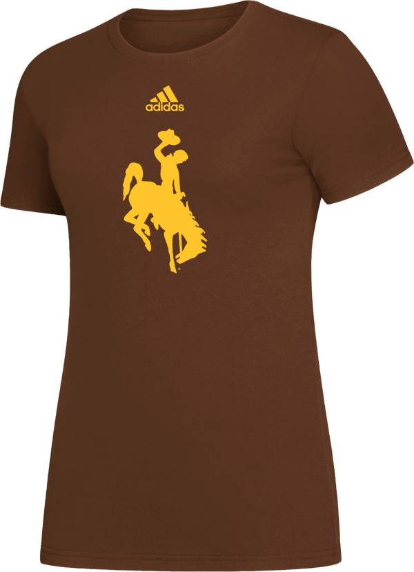 adidas Women's Wyoming Cowboys Brown Amplifier T-Shirt