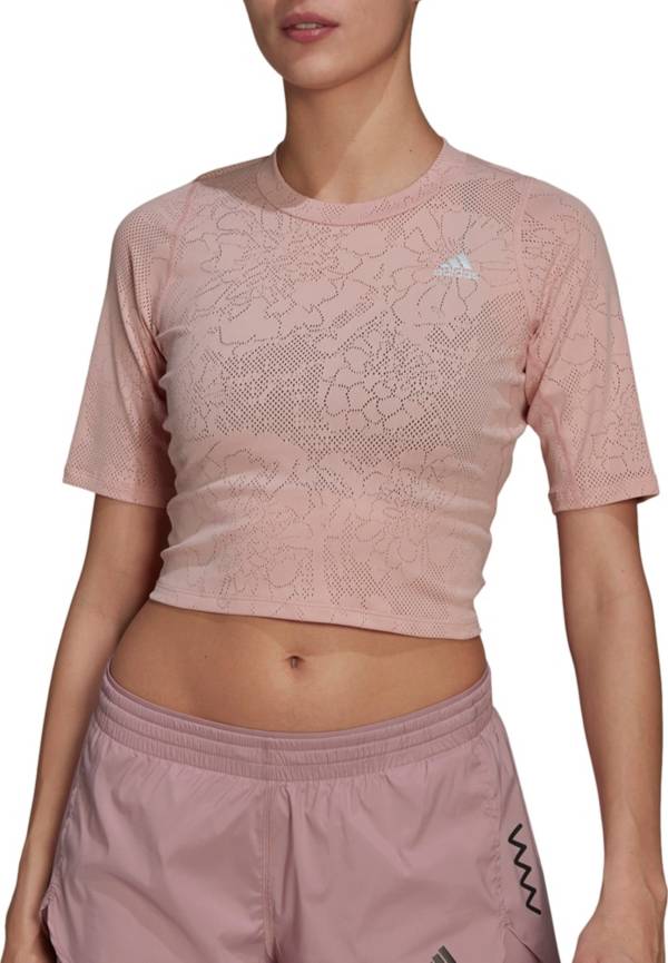 adidas Women's Run Fast Lace Crop Running T-Shirt