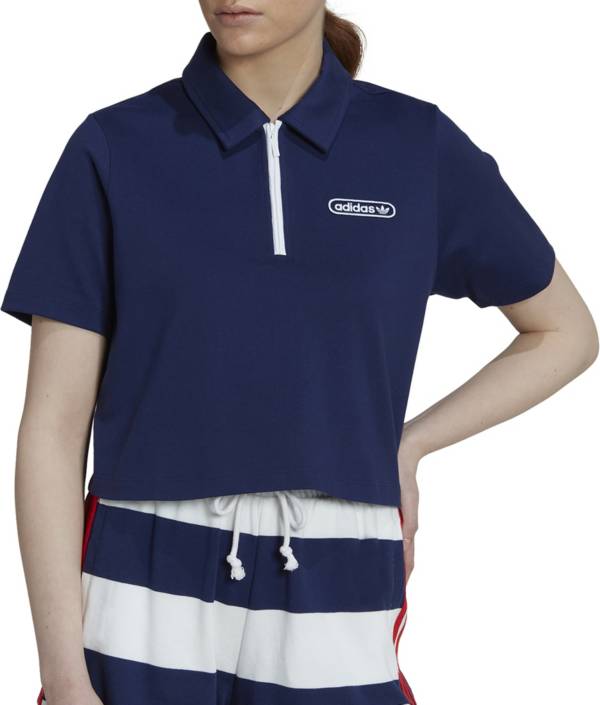 adidas Originals Women's Crop Zip Polo Shirt