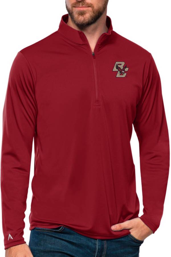Antigua Men's Boston College Eagles Cardinal Red Tribute Quarter-Zip Shirt product image