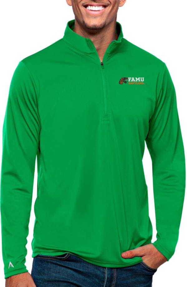 Antigua Men's Florida A&M Rattlers Green Tribute 1/4 Zip Jacket product image