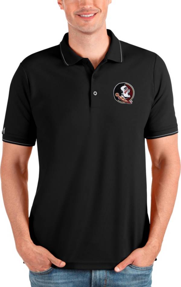 Antigua Men's Florida State Seminoles Black and Silver Affluent Polo product image