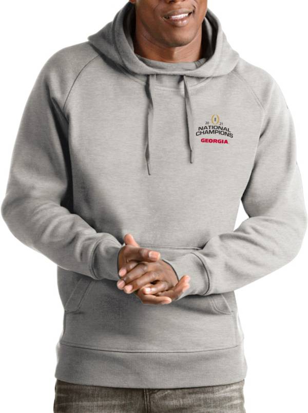 Antigua Men's 2021 National Champions Georgia Bulldogs Grey Victory Pullover Hoodie