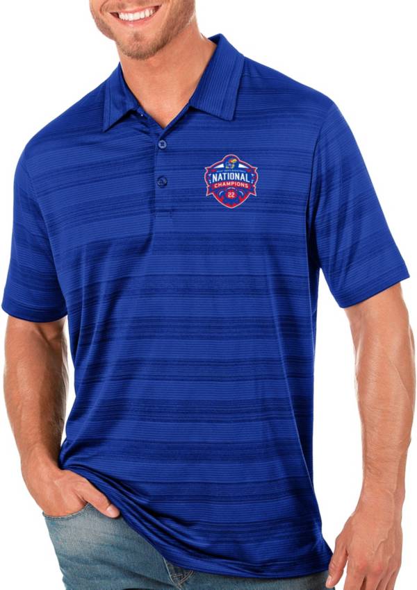 Antigua Men's Kansas Jayhawks 2022 Men's Basketball National Champions Compass Blue Polo