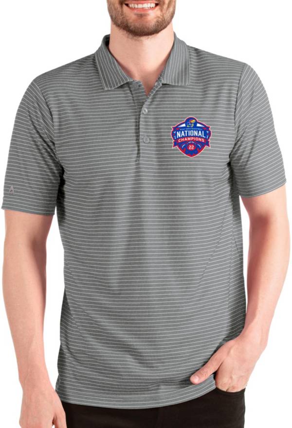 Antigua Men's Kansas Jayhawks 2022 Men's Basketball National Champions Esteem Grey Polo