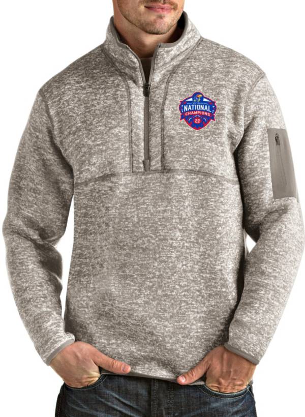 Antigua Men's Kansas Jayhawks 2022 Men's Basketball National Champions Fortune Oatmeal Quarter-Zip