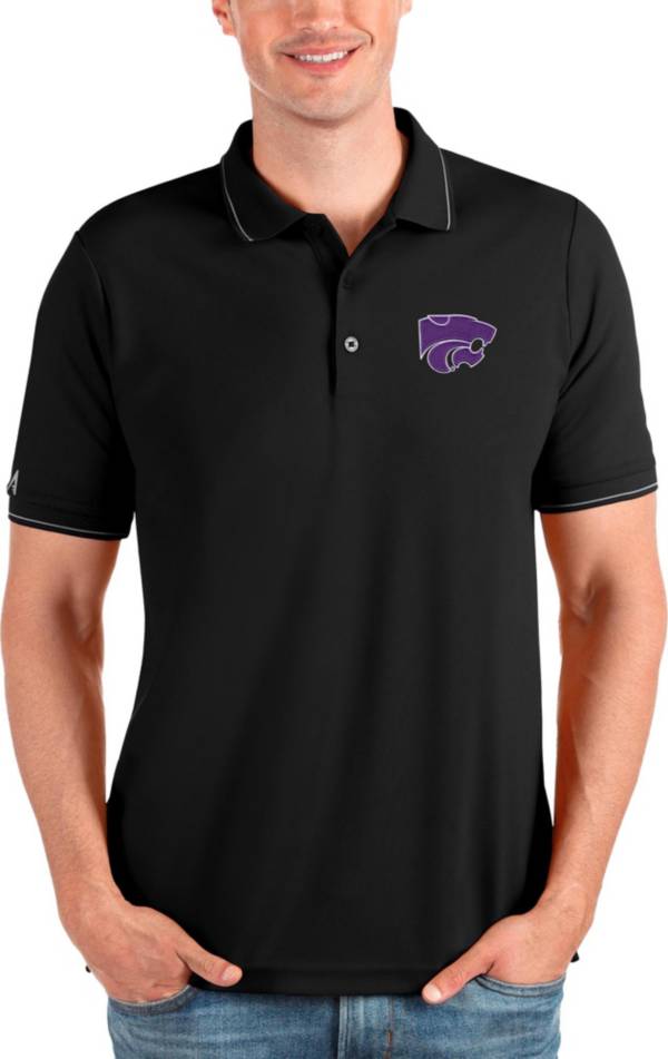 Antigua Men's Kansas State Wildcats Black and Silver Affluent Polo product image