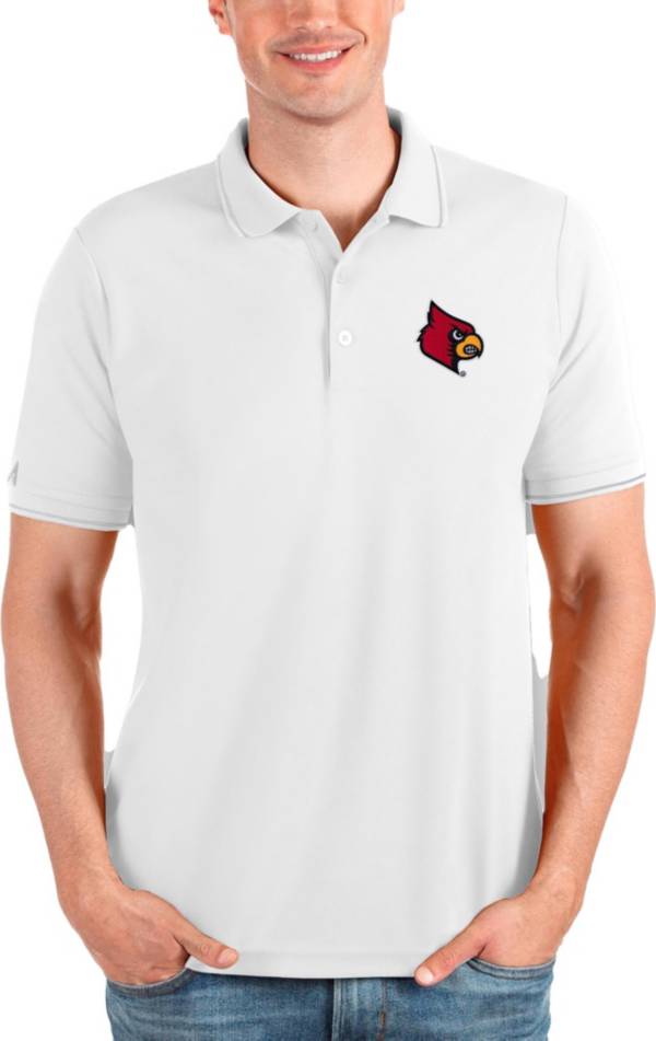 Antigua Men's Louisville Cardinals White Affluent Polo product image