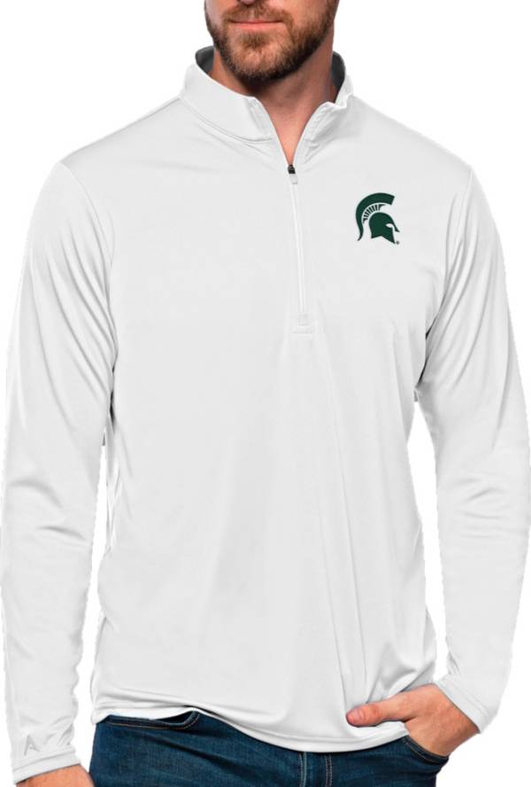 Antigua Men's Michigan State Spartans White Tribute 1/4 Zip Jacket product image