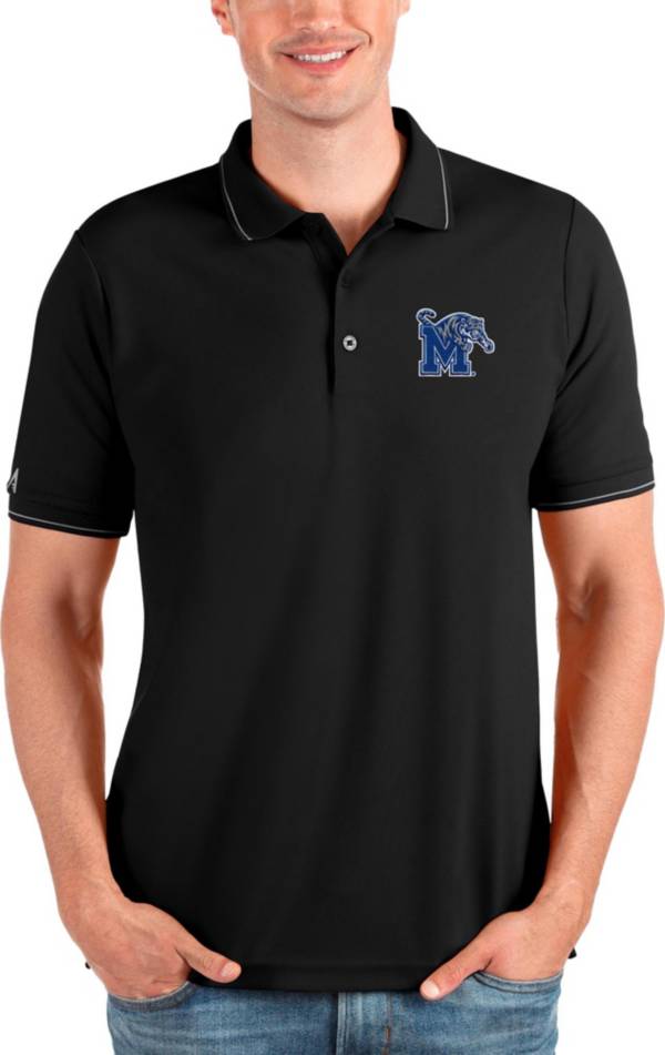 Antigua Men's Memphis Tigers Black and Silver Affluent Polo product image