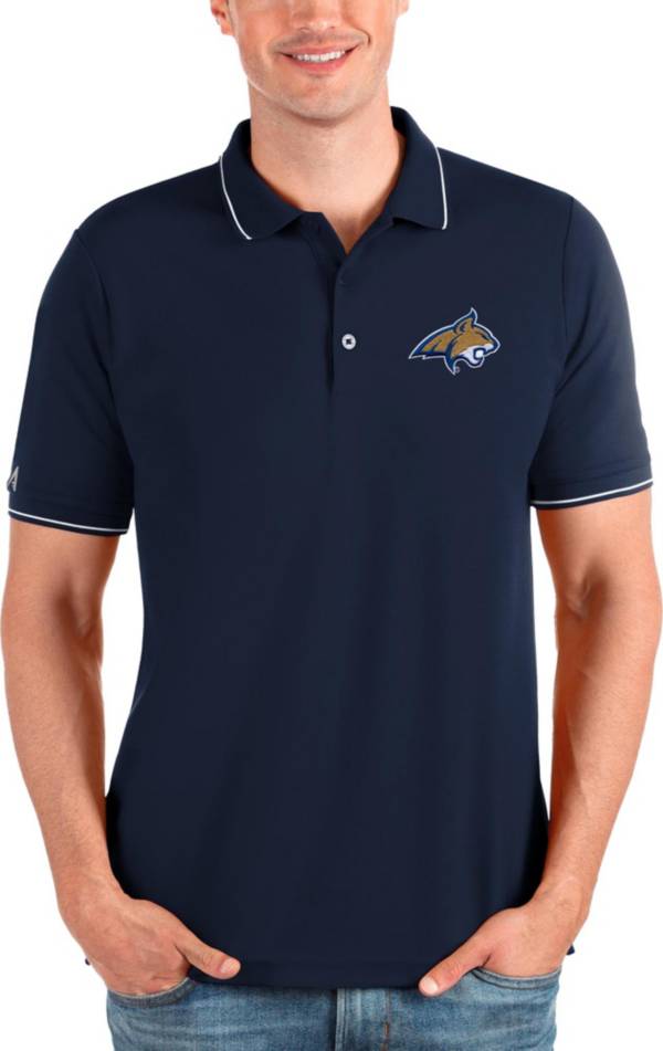 Antigua Men's Montana State Bobcats Navy and White Affluent Polo product image