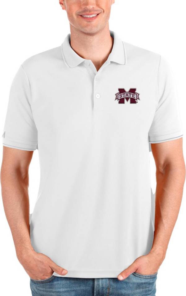 Antigua Men's Mississippi State Bulldogs White Affluent Polo product image