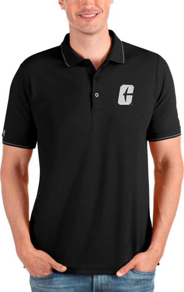 Antigua Men's Charlotte 49ers Black and Silver Affluent Polo product image