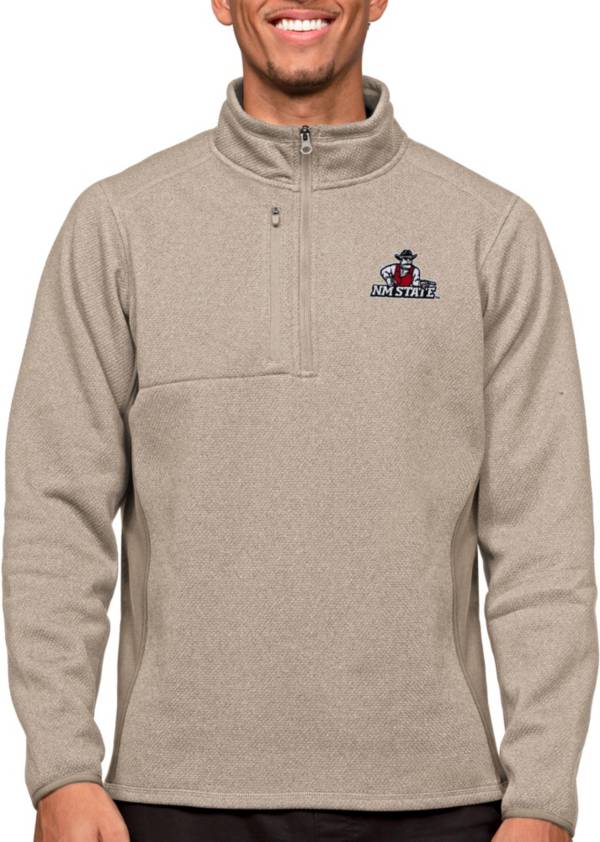 Antigua Men's New Mexico State Aggies Oatmeal Course 1/4 Zip Jacket product image