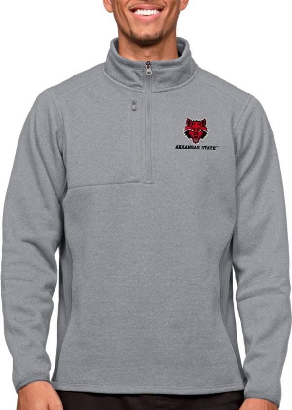 Antigua Men's Arkansas State Red Wolves Light Grey Course 1/4 Zip Jacket product image
