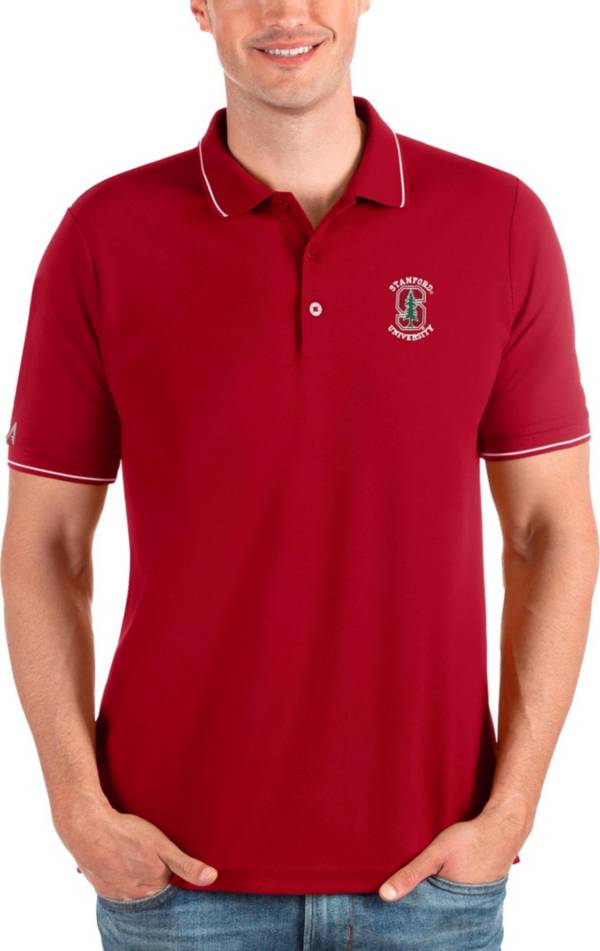 Antigua Men's Stanford Cardinal Red and White Affluent Polo product image