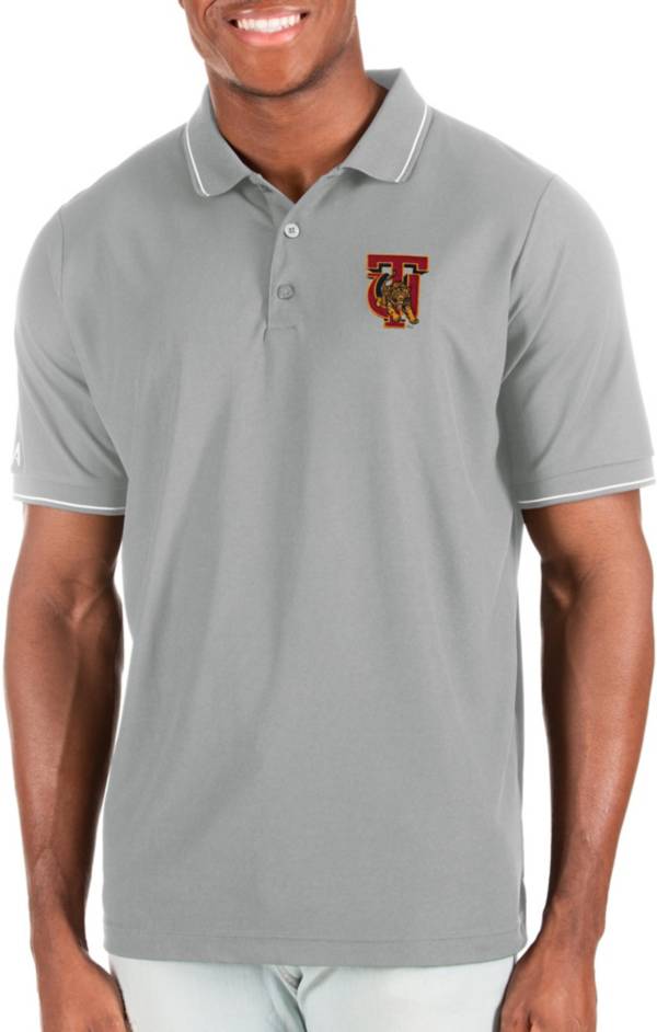 Antigua Men's Tuskegee Golden Tigers Grey and White Affluent Polo product image