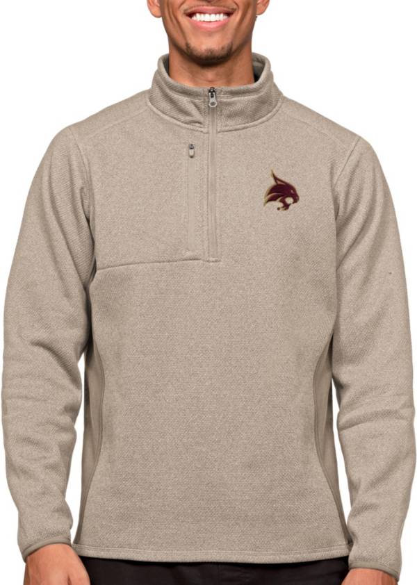 Antigua Men's Texas State Bobcats Oatmeal Course 1/4 Zip Jacket product image