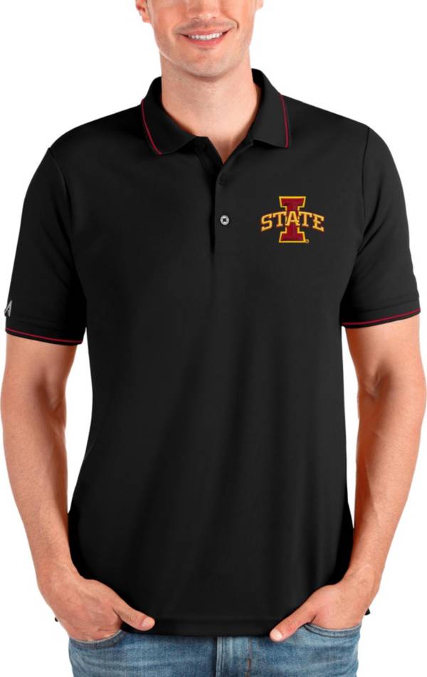 Antigua Men's Iowa State Cyclones Black and Red Affluent Polo product image