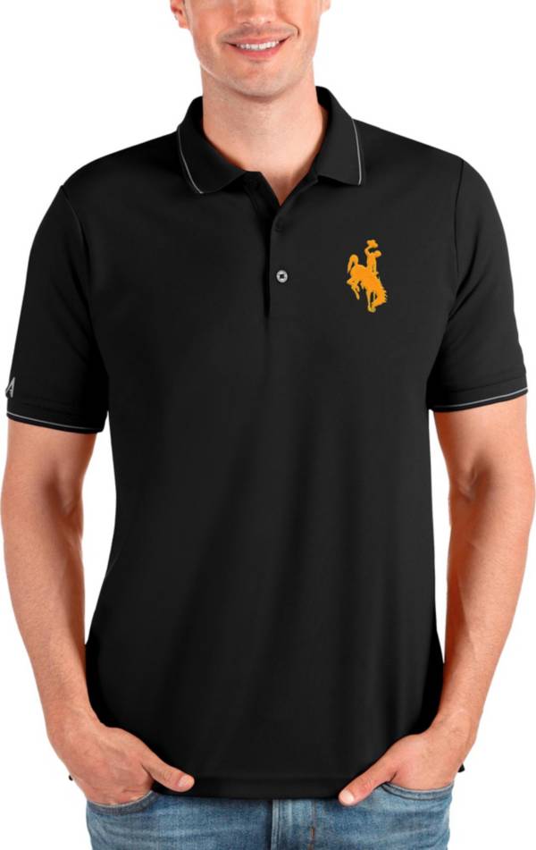 Antigua Men's Wyoming Cowboys Black and Silver Affluent Polo product image
