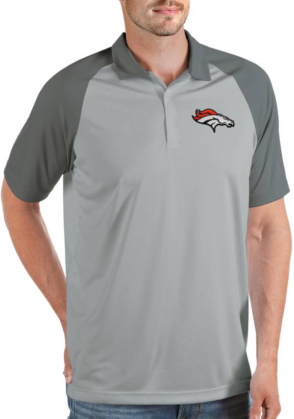 Antigua Men's Denver Broncos Nova Silver/Grey Polo product image