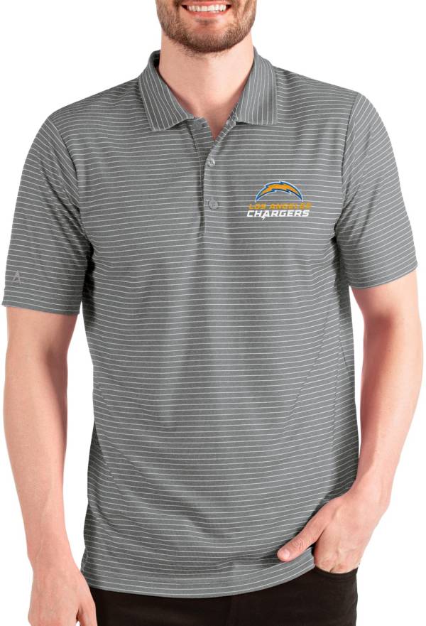 Antigua Men's Los Angeles Chargers Esteem Text Grey Polo product image