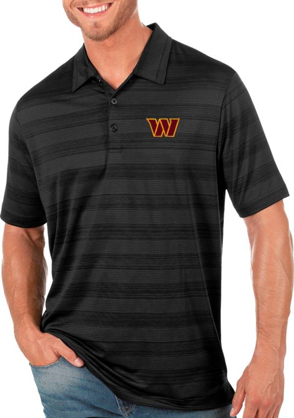 Antigua Men's Washington Commanders Compass Black Polo