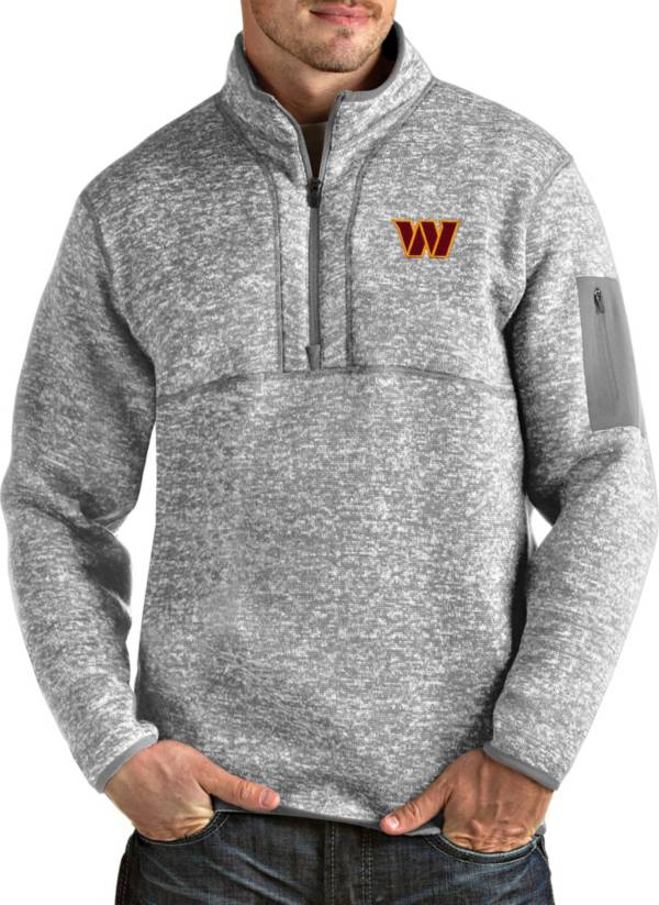 Antigua Men's Washington Commanders Fortune Grey Quarter-Zip Pullover