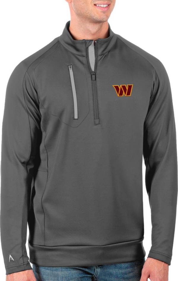 Antigua Men's Washington Commanders Generation Carbon/Silver Half-Zip Jacket