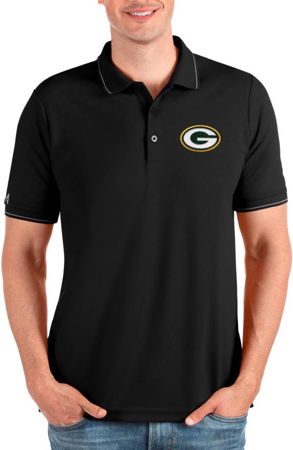 Antigua Men's Green Bay Packers Affluent Black Polo product image