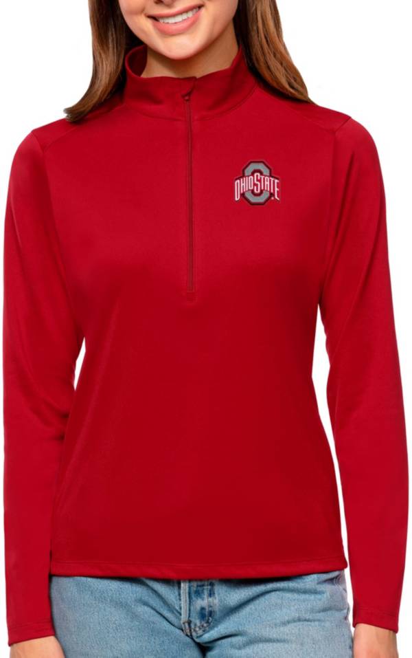 Antigua Women's Ohio State Buckeyes Dark Red Tribute Quarter-Zip Shirt product image