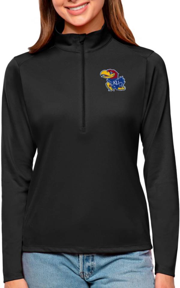 Antigua Women's Kansas Jayhawks Black Tribute Quarter-Zip Shirt product image