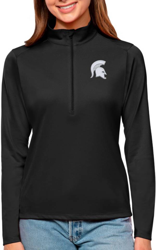 Antigua Women's Michigan State Spartans Black Tribute Quarter-Zip Shirt product image