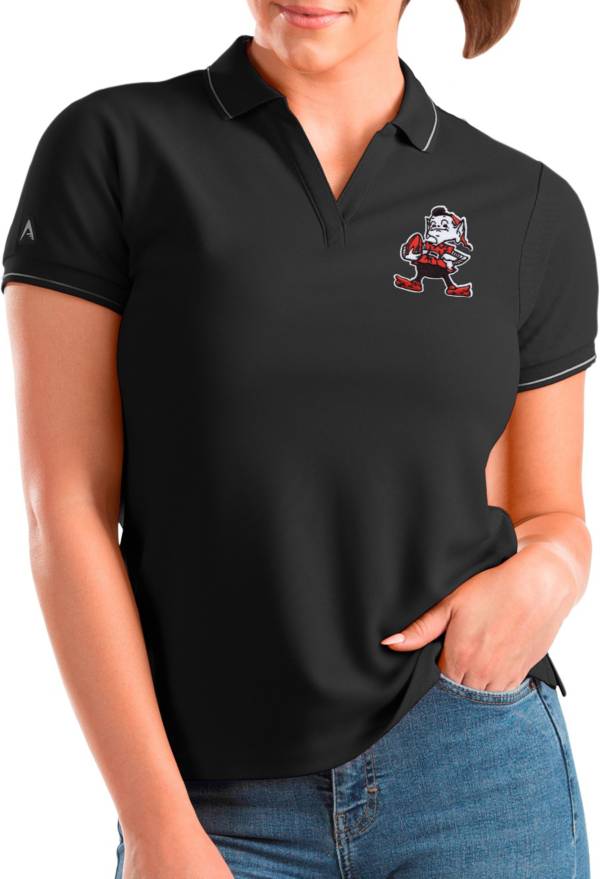Antigua Women's Cleveland Browns Affluent Black/Silver Polo product image