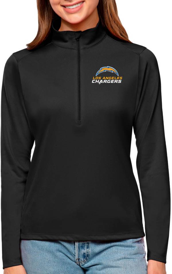 Antigua Women's Los Angeles Chargers Tribute Black Quarter-Zip Pullover product image