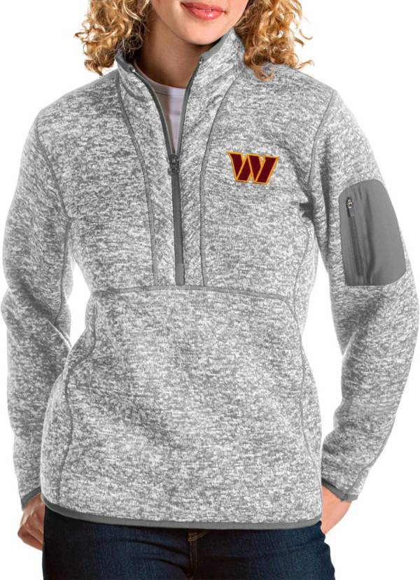 Antigua Women's Washington Commanders Fortune Grey Quarter-Zip Pullover