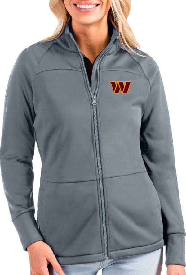 Antigua Women's Washington Commanders Links Steel Golf Grey Full-Zip Jacket