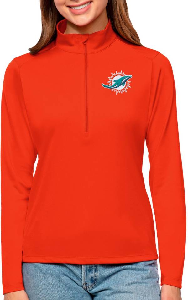 Antigua Women's Miami Dolphins Tribute Orange Quarter-Zip Pullover product image