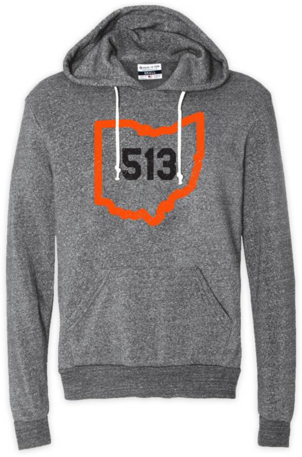 Where I'm From CIN 513 State Outline Grey Pullover Hoodie