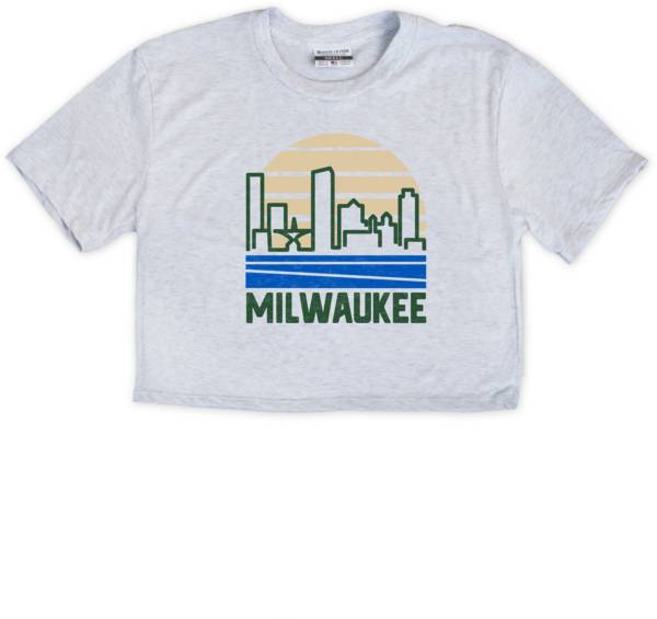 Where I'm From Women's MKE Skyline White Crop Top T-Shirt product image