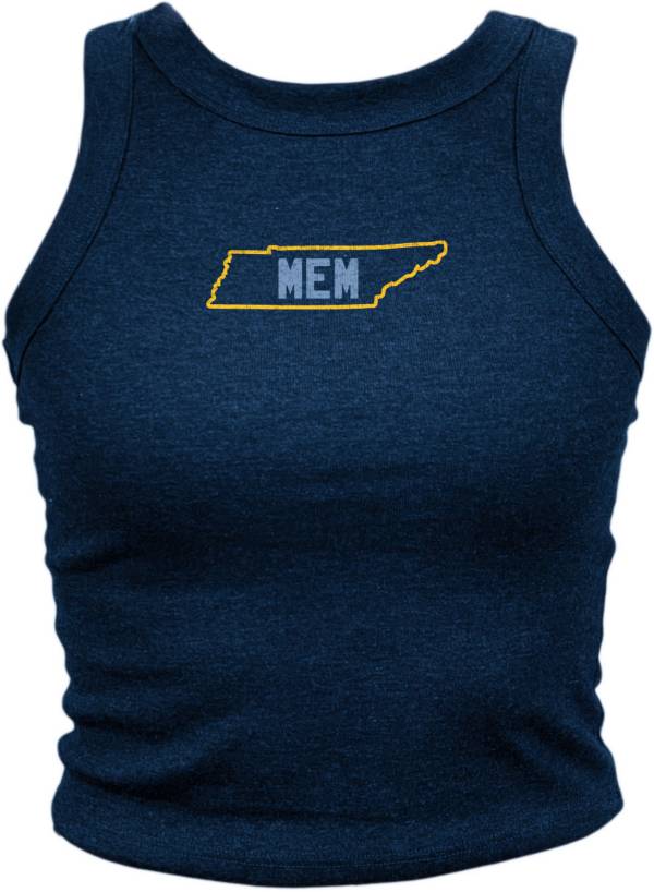 Where I'm From Women's MEM State Outline Navy Tank Top