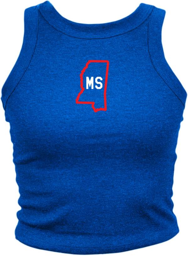 Where I'm From Women's Mississippi State Outline Royal Cropped Tank Top product image